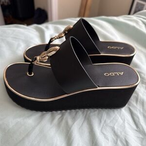 ALDO Black and Gold Platform Sandals